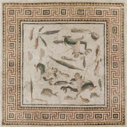 Marine-Mosaik (zentrales Panel von drei Panels eines Bodens)
